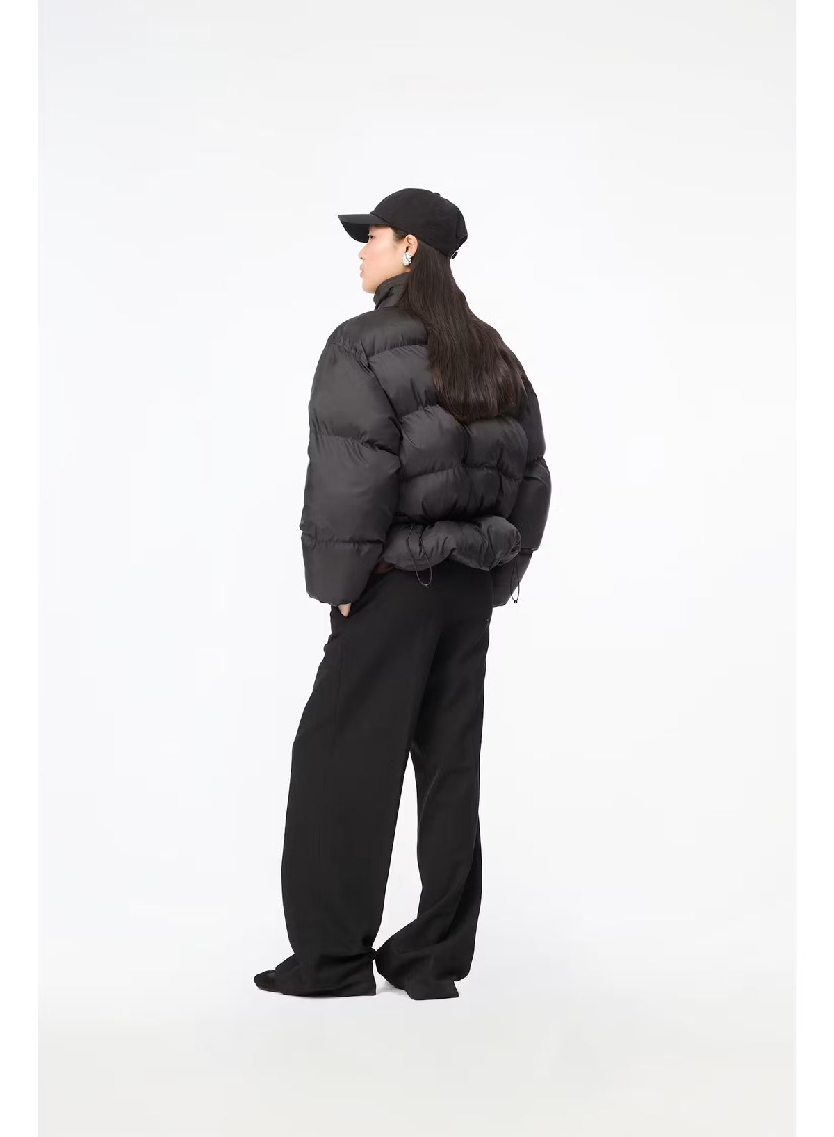 Rotate - Peplum puffer jacket Black