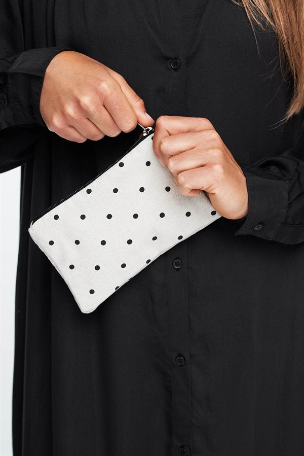 moshi moshi - Dotted zip purse Ecru/black dots