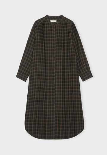 Moshi Moshi Mind - Laurel shirtdress check Stone moss/moonless night
