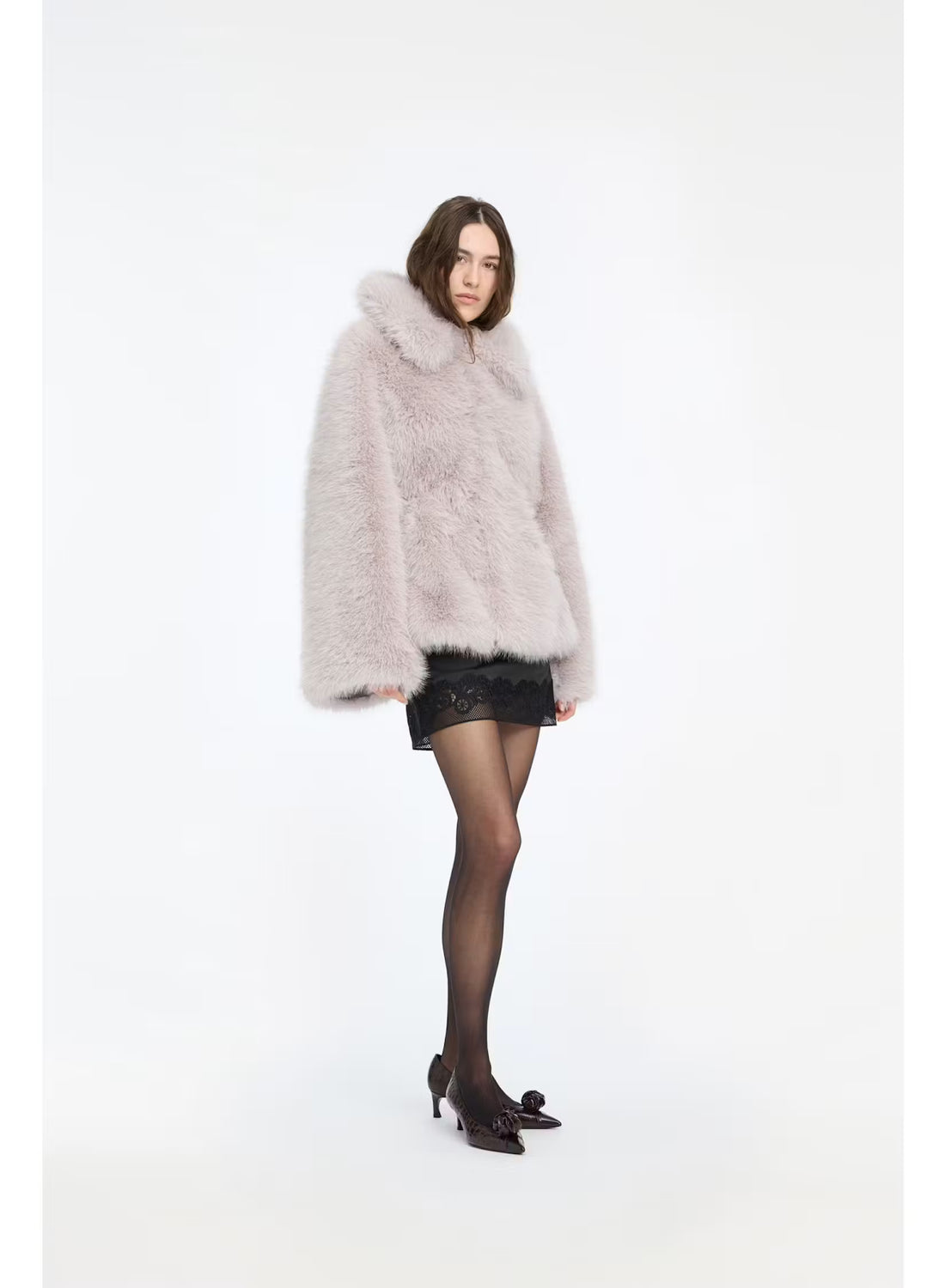 Rotate - Faux fur flared jacket Alloy
