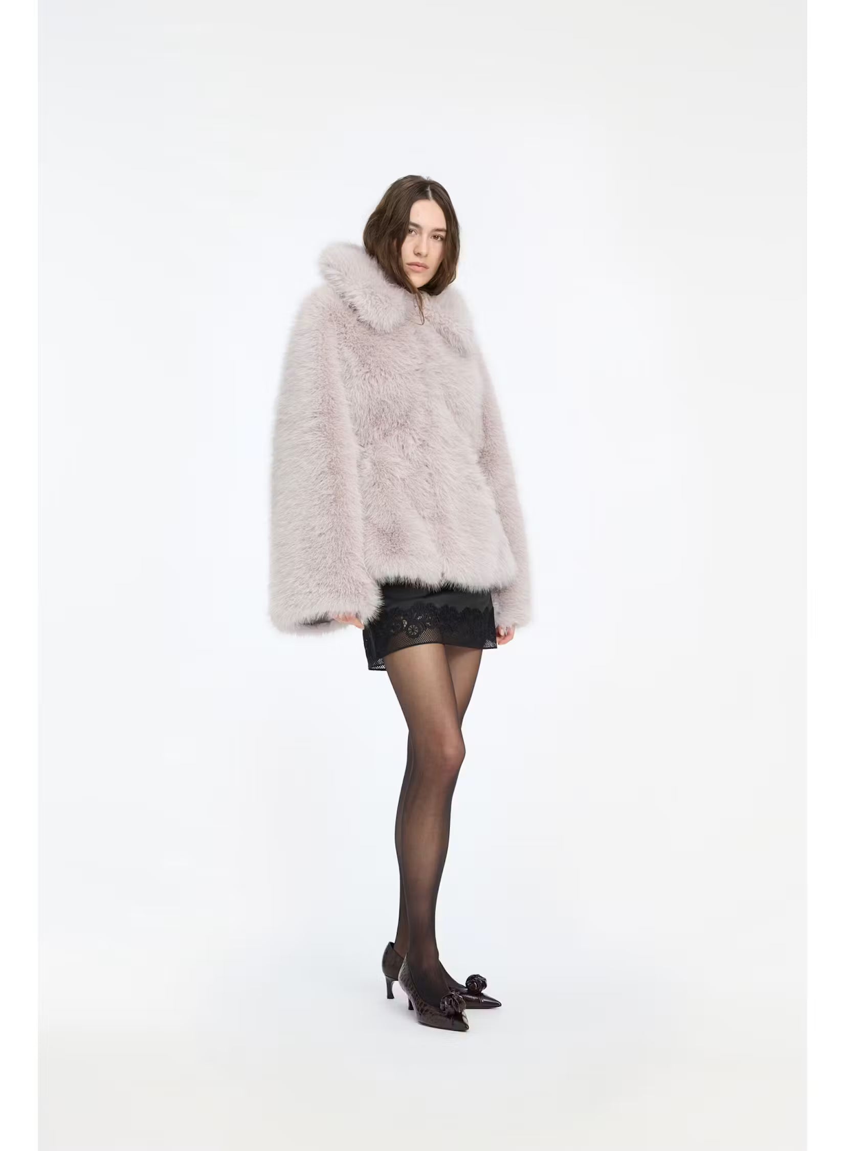 Rotate - Faux fur flared jacket Alloy