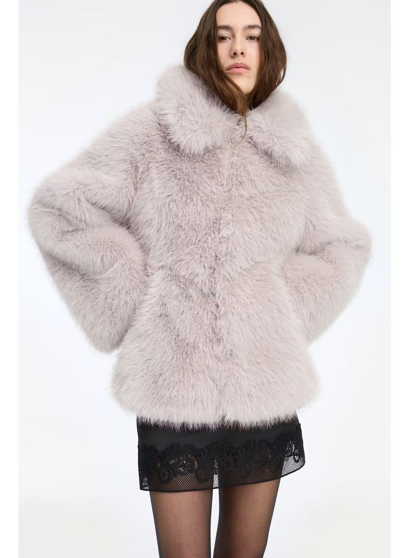 Rotate - Faux fur flared jacket Alloy