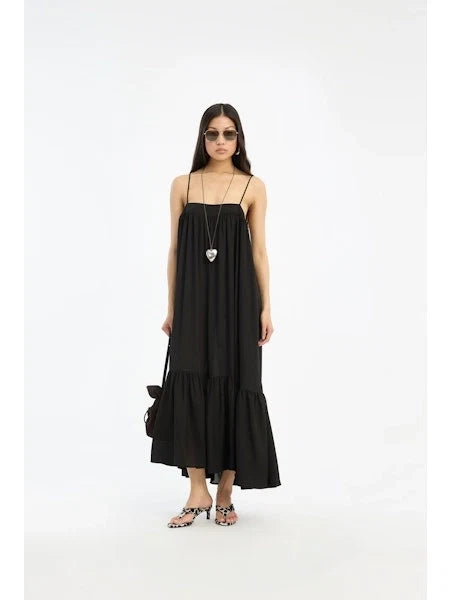 Rotate - Midi A-line dress Black