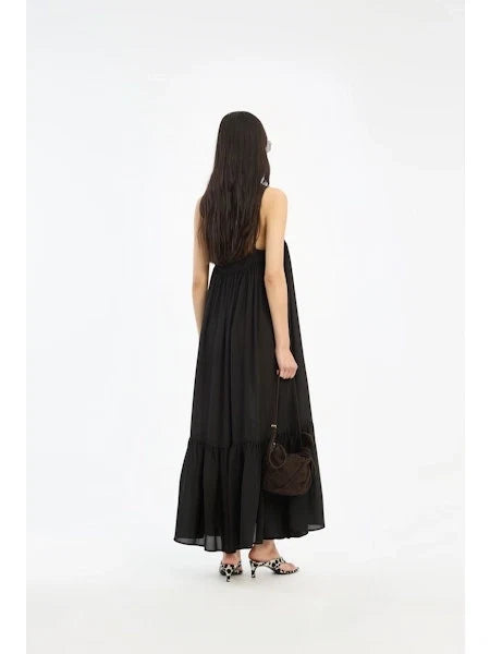 Rotate - Midi A-line dress Black