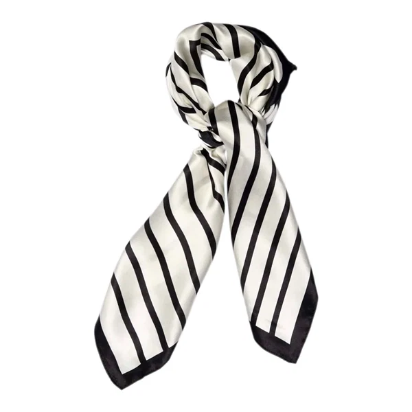 Sneaky fox - Lines silk scarf Cream