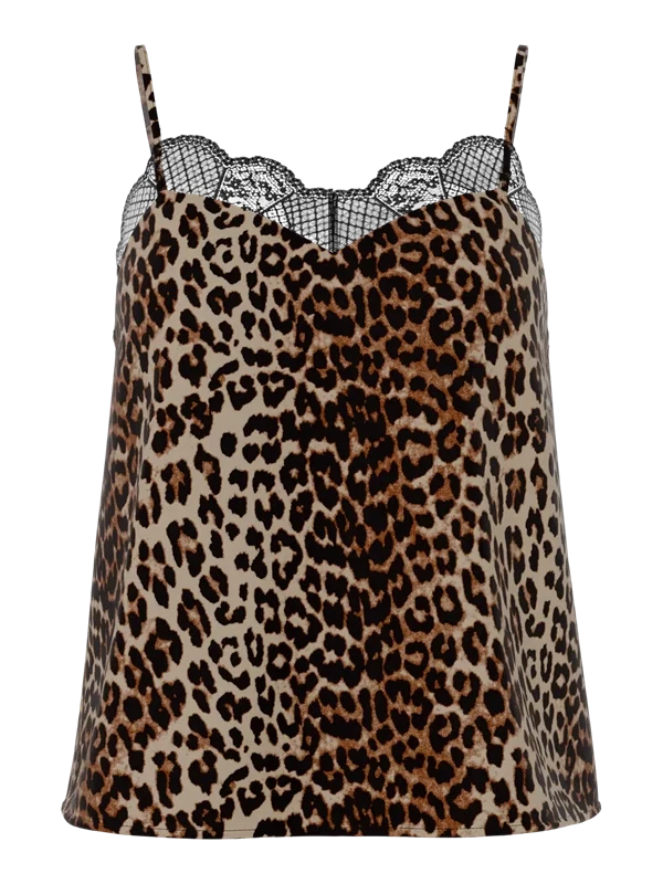 Pieces - PCtiffany strap top Black leo