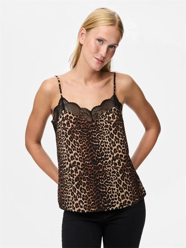 Pieces - PCtiffany strap top Black leo