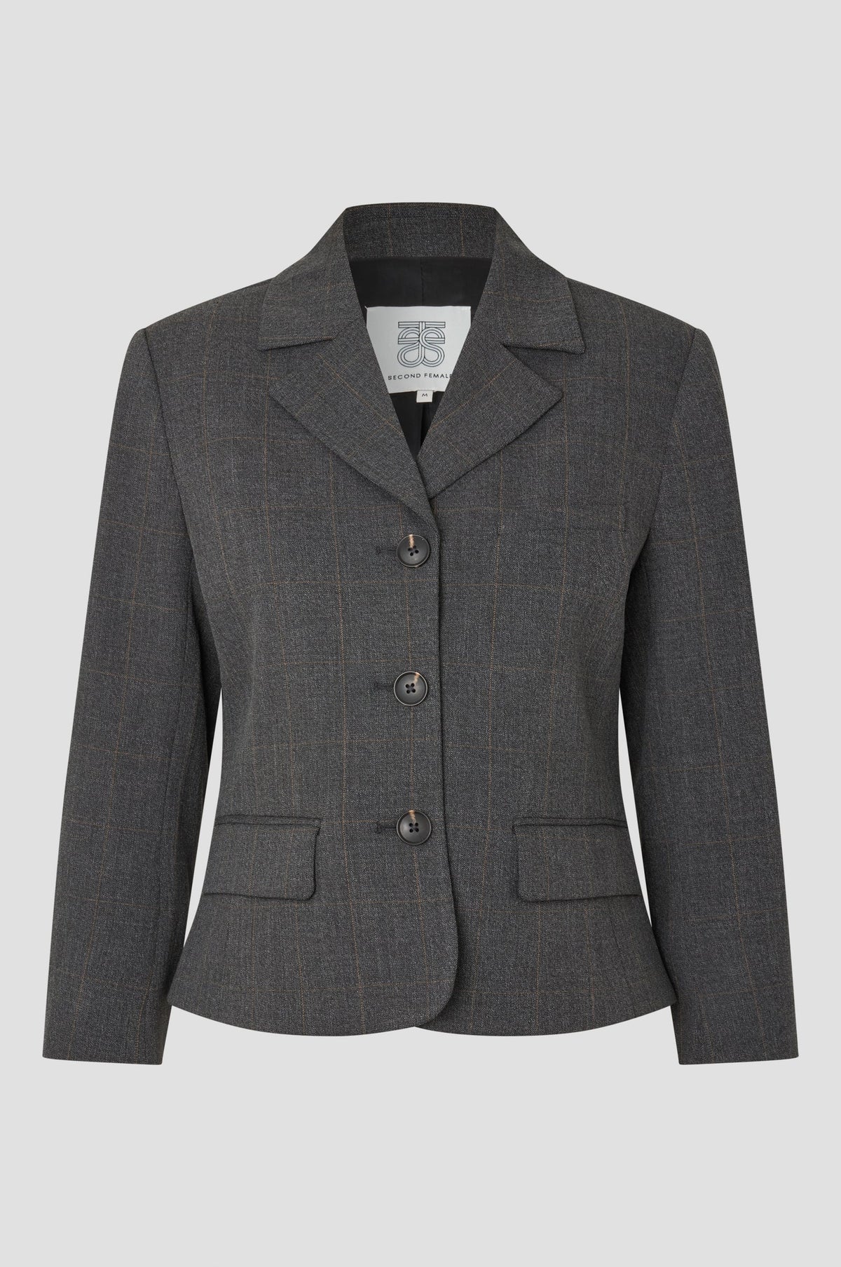 Second female - Anjou short blazer Dark grey melange