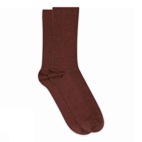 MP - Fine wool rib socks Dark brown