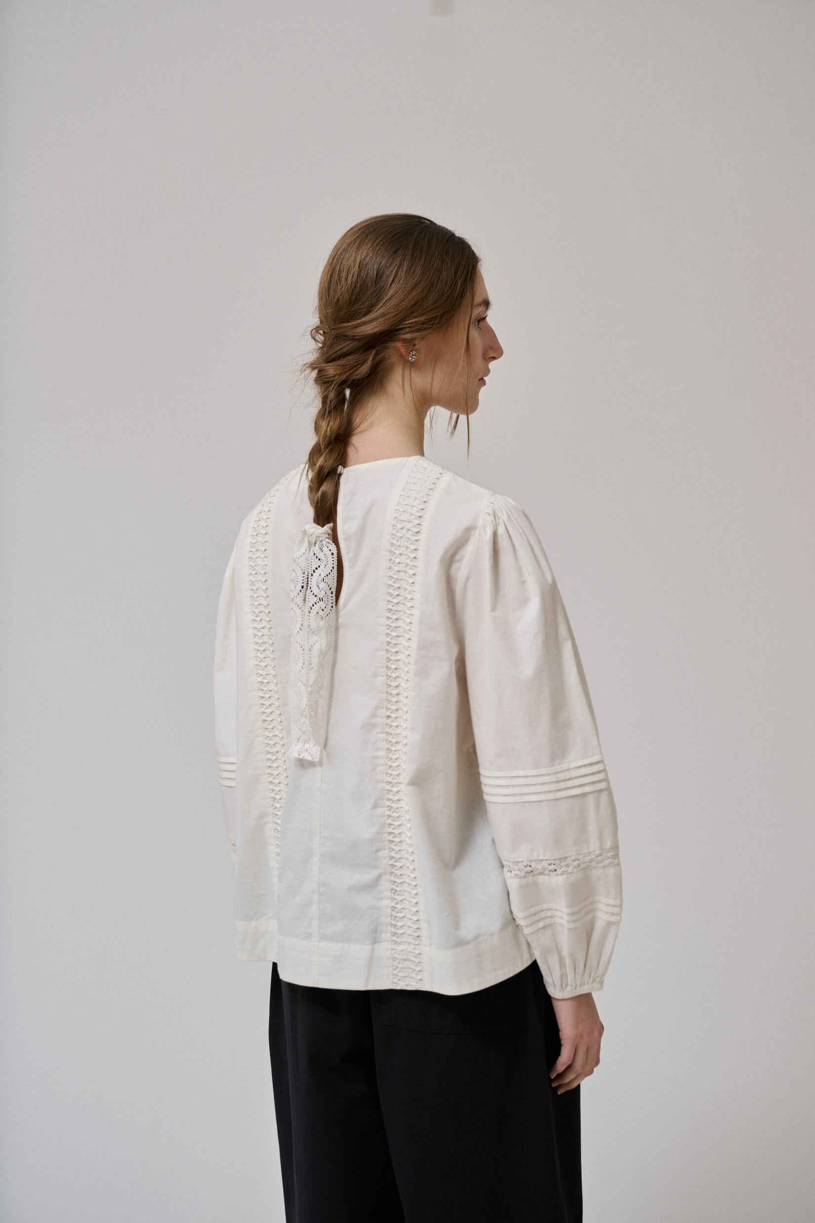 Anne mi - Clover LS blouse White sand