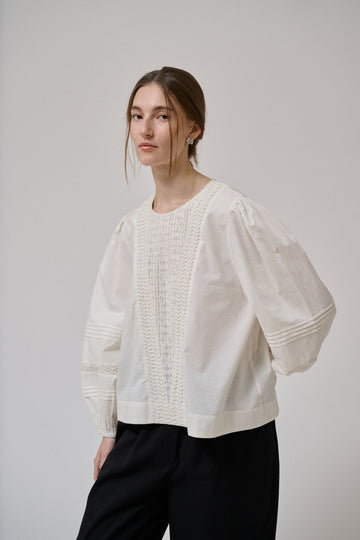 Anne mi - Clover LS blouse White sand