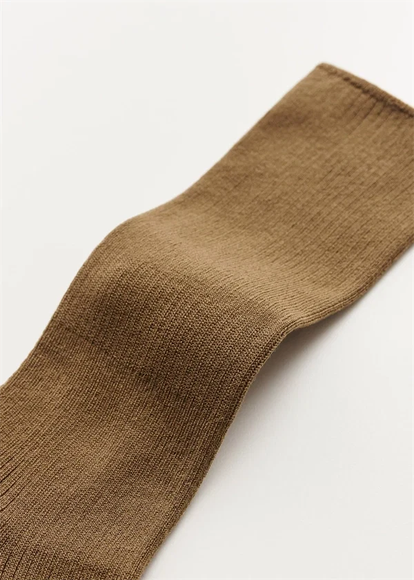 Aiayu - Cotton rib socks Chestnut