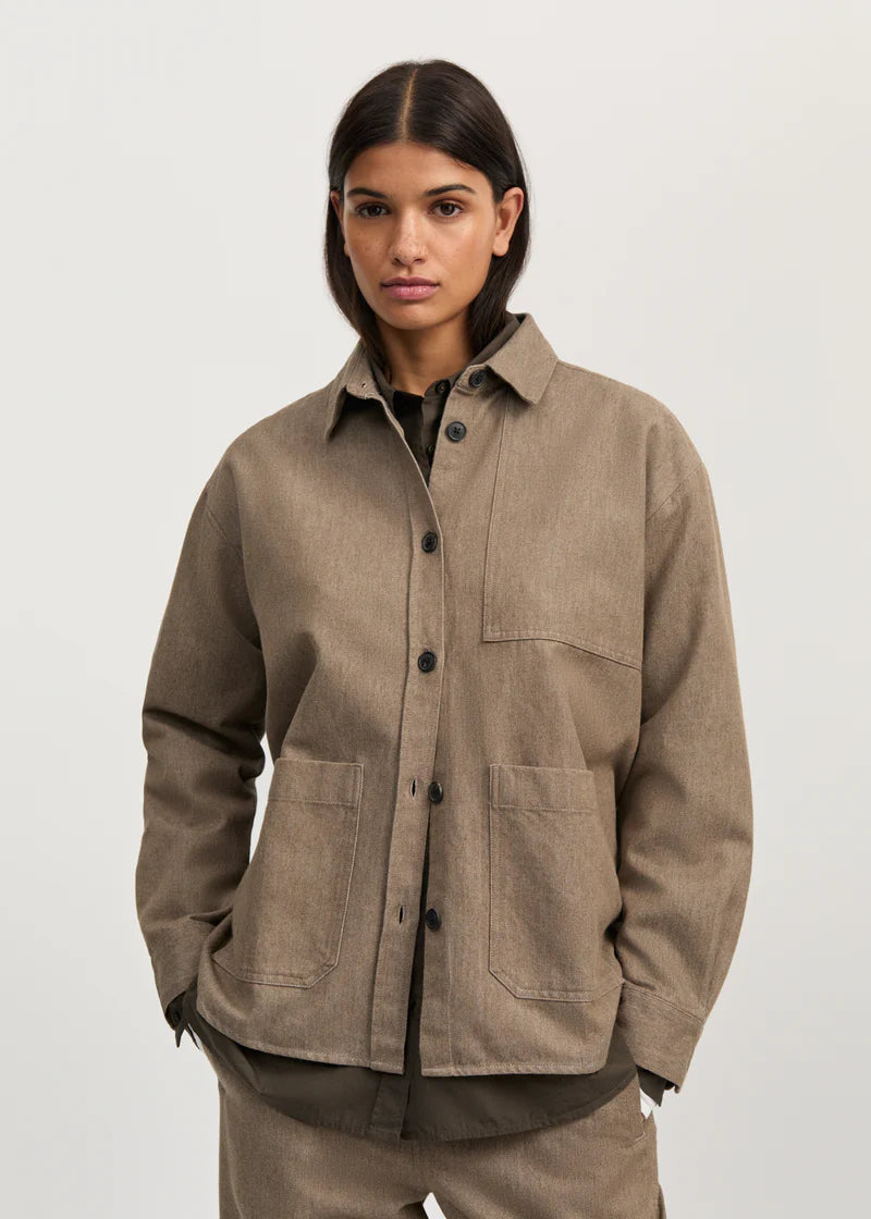 Aiayu - Dusty shirt Smokey brown melange