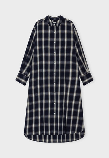Moshi Moshi mind - Floret shirtdress check Dark navy/grey/ecru