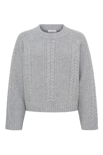 Anne mi - Heather knit jumper Light grey melange