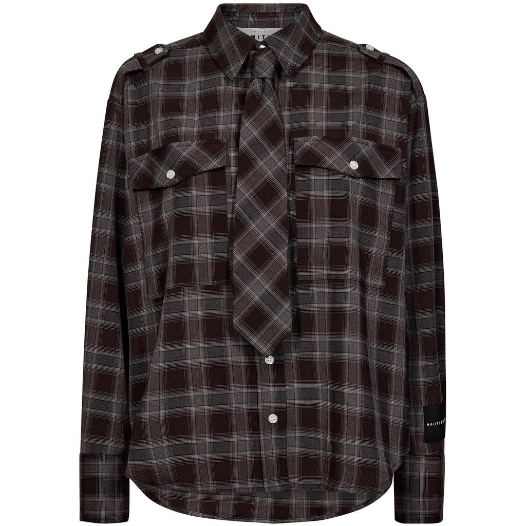 Haute lamitie - Robin tie check shirt Mocca
