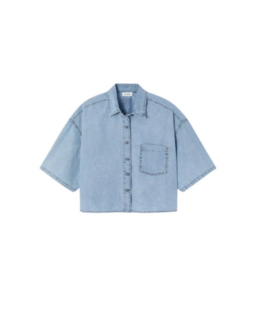 American Vintage - Paybou ss shirt Blue snow