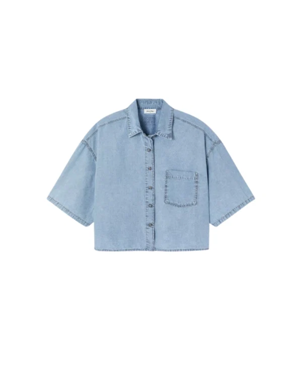 American Vintage - Paybou ss shirt Blue snow