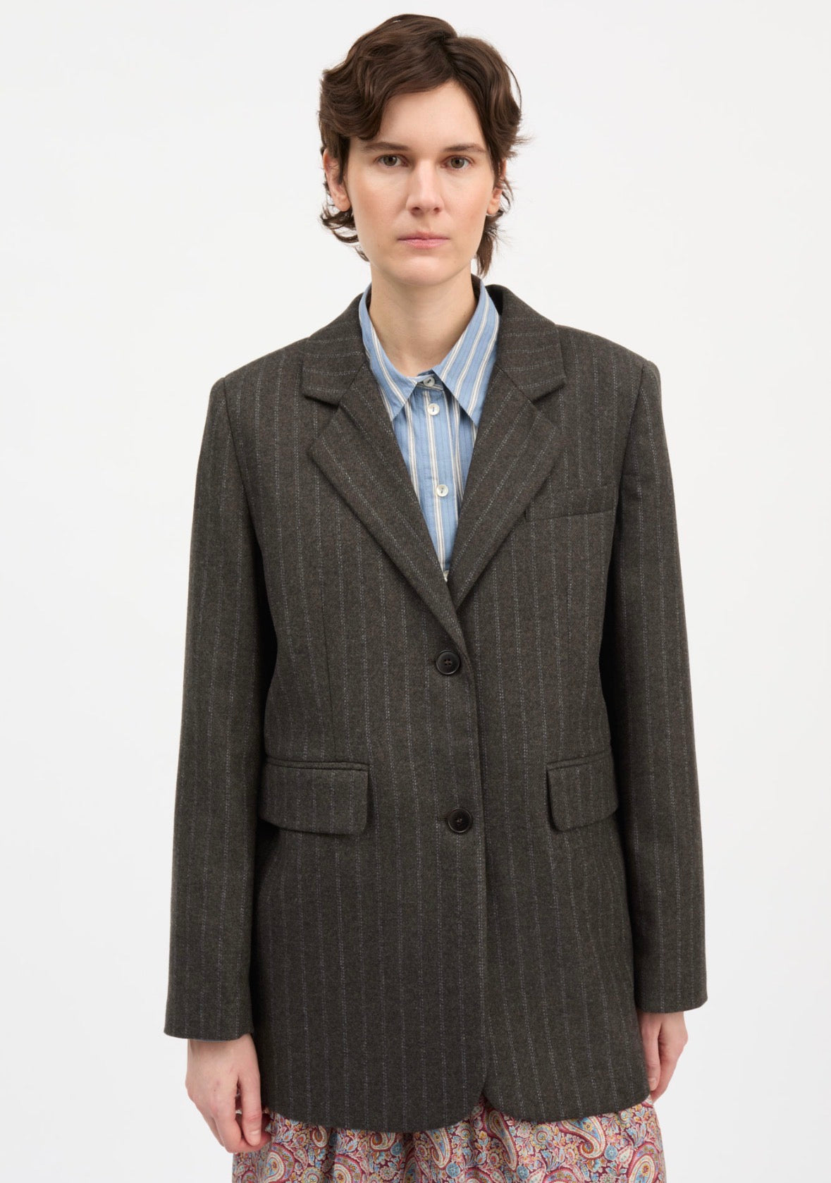 Skall - Joan blazer Brown/black pinstripe
