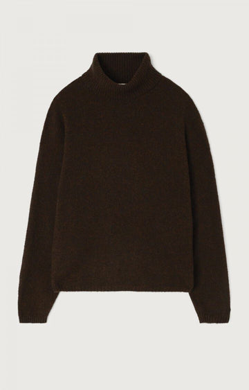 American vintage - Ouity t-neck sweater Choco melange
