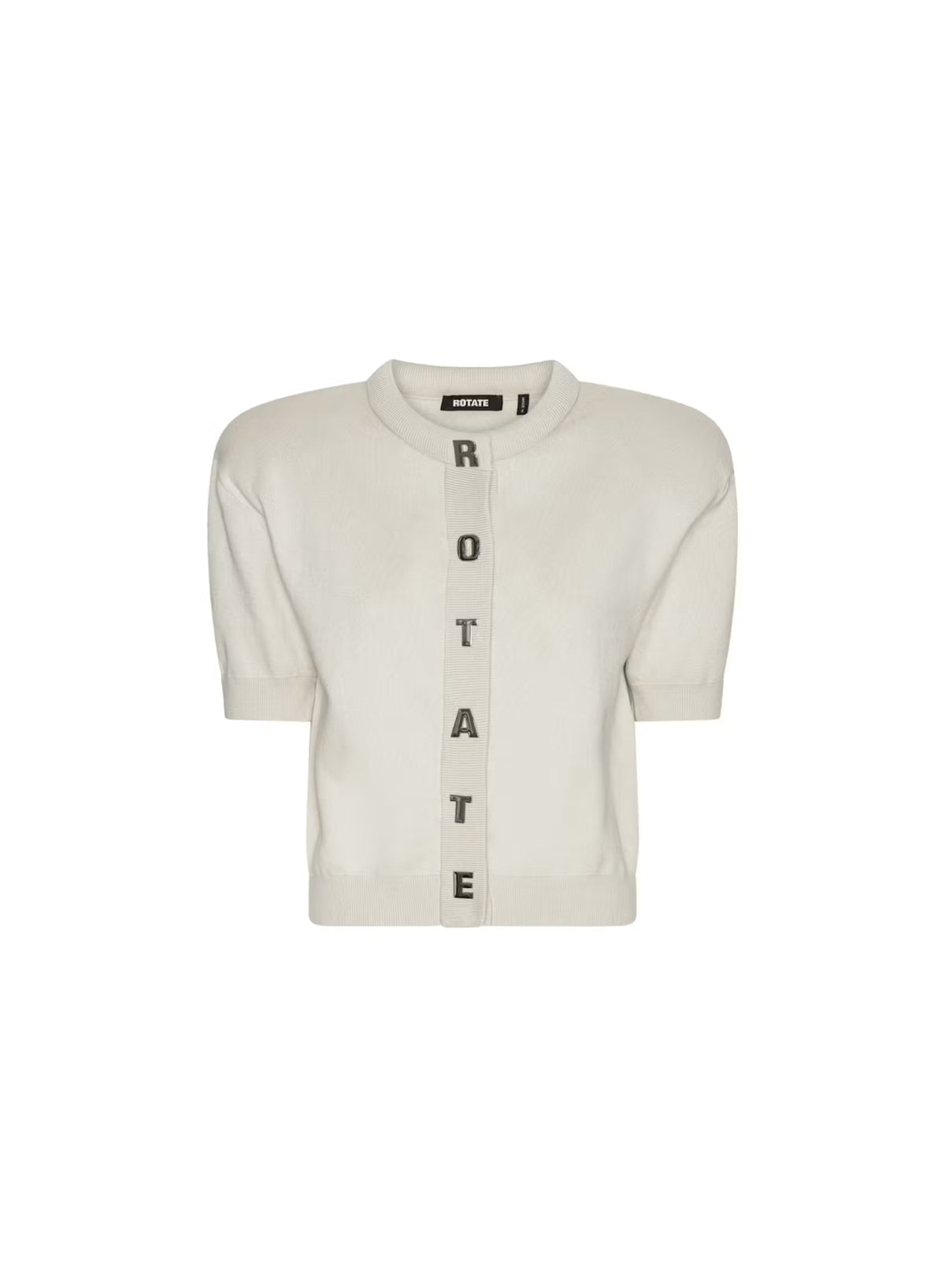 Rotate - Firm knit SS cardigan Wind chime grey