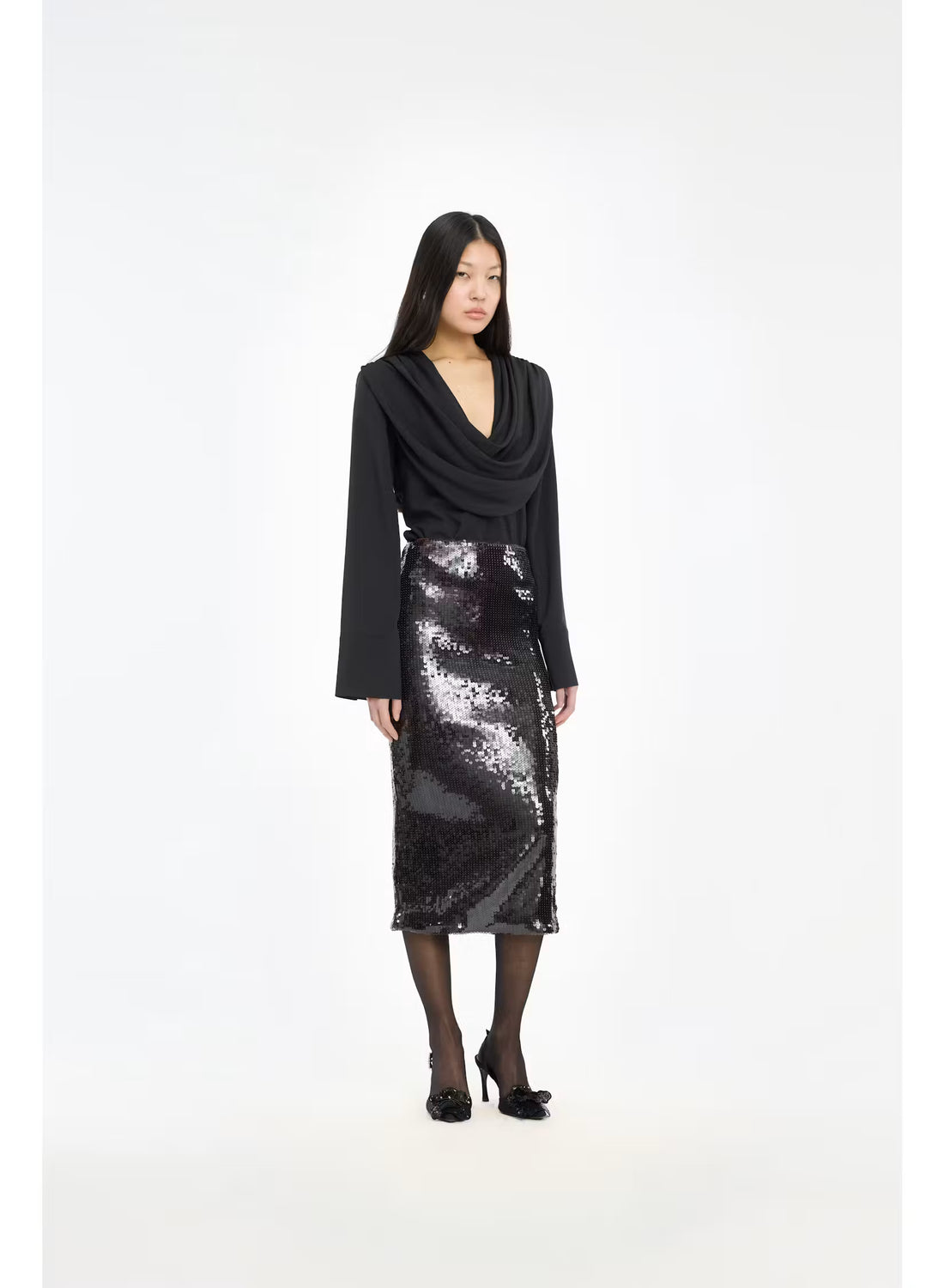 Rotate - Draped blouse Black