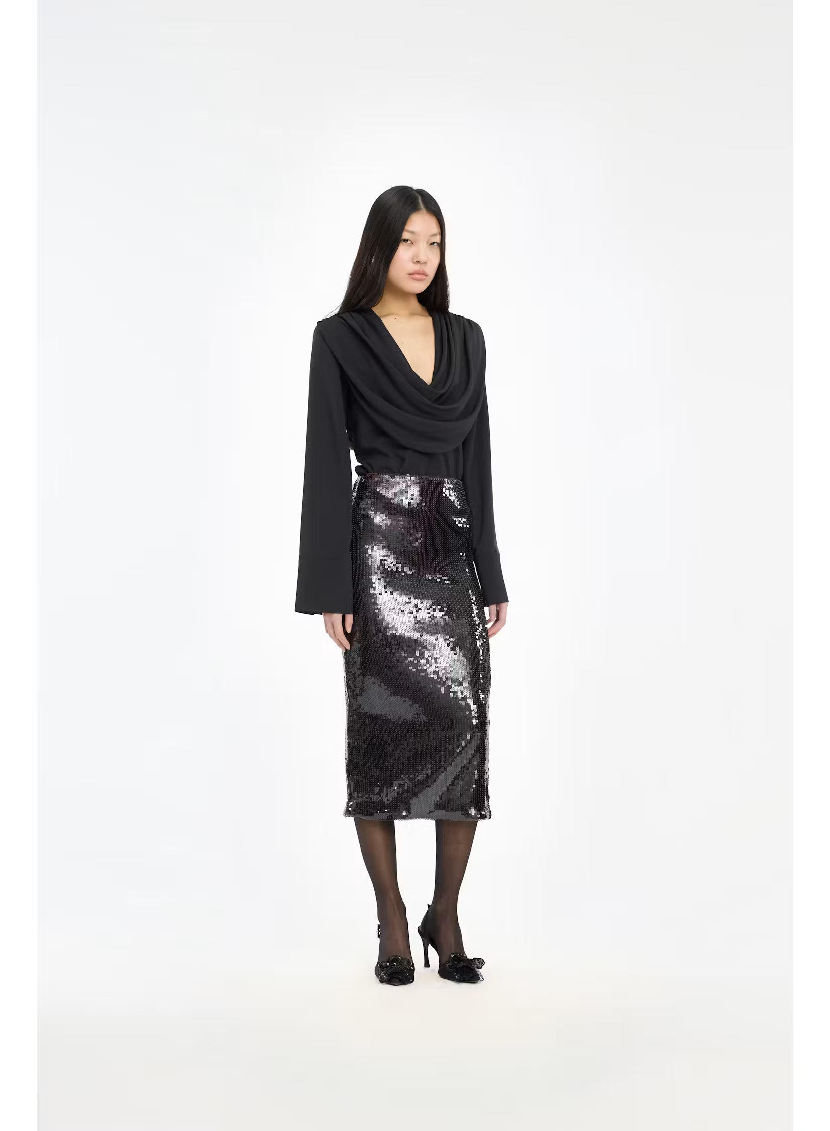 Rotate - Draped blouse Black