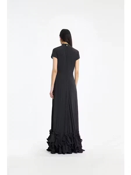 Rotate - Maxi cap sleeve dress Black