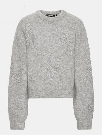 Rotate - 3D flower knit Light grey melange