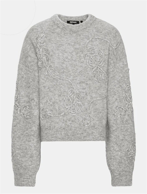 Rotate - 3D flower knit Light grey melange