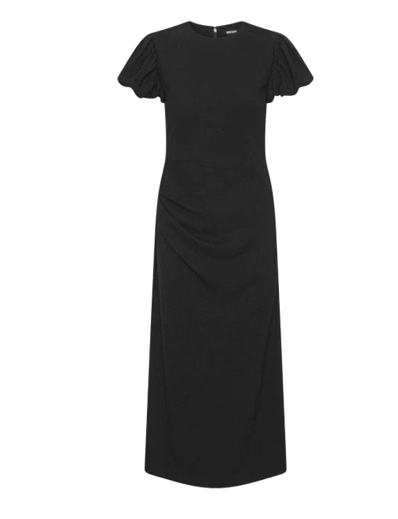 Rotate - Midi puff sleeve dress Black