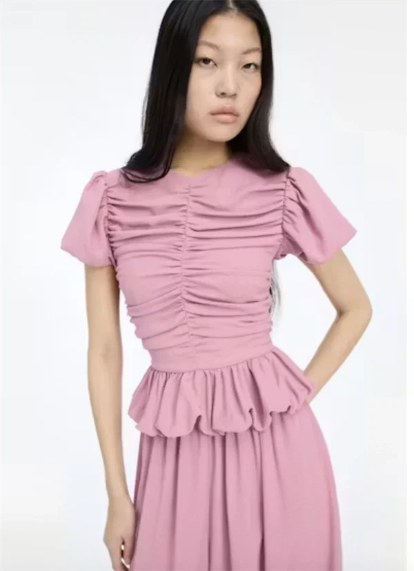 Rotate - Ruched puff sleeve top Lilas