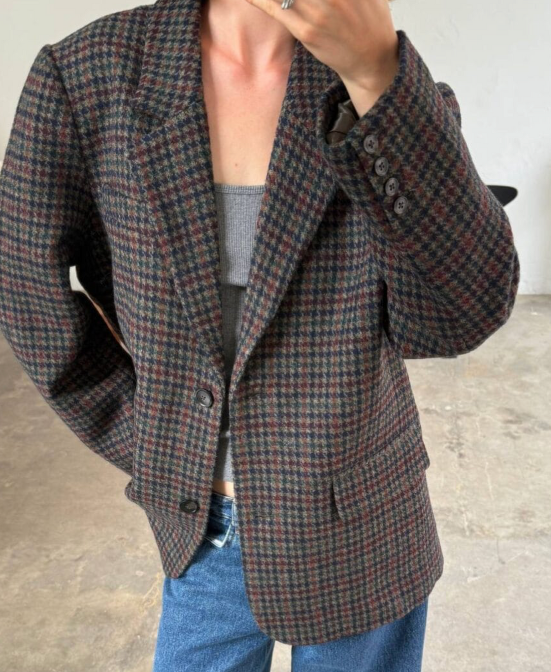 Boii - Solvej wool blazer Multi houndstooth