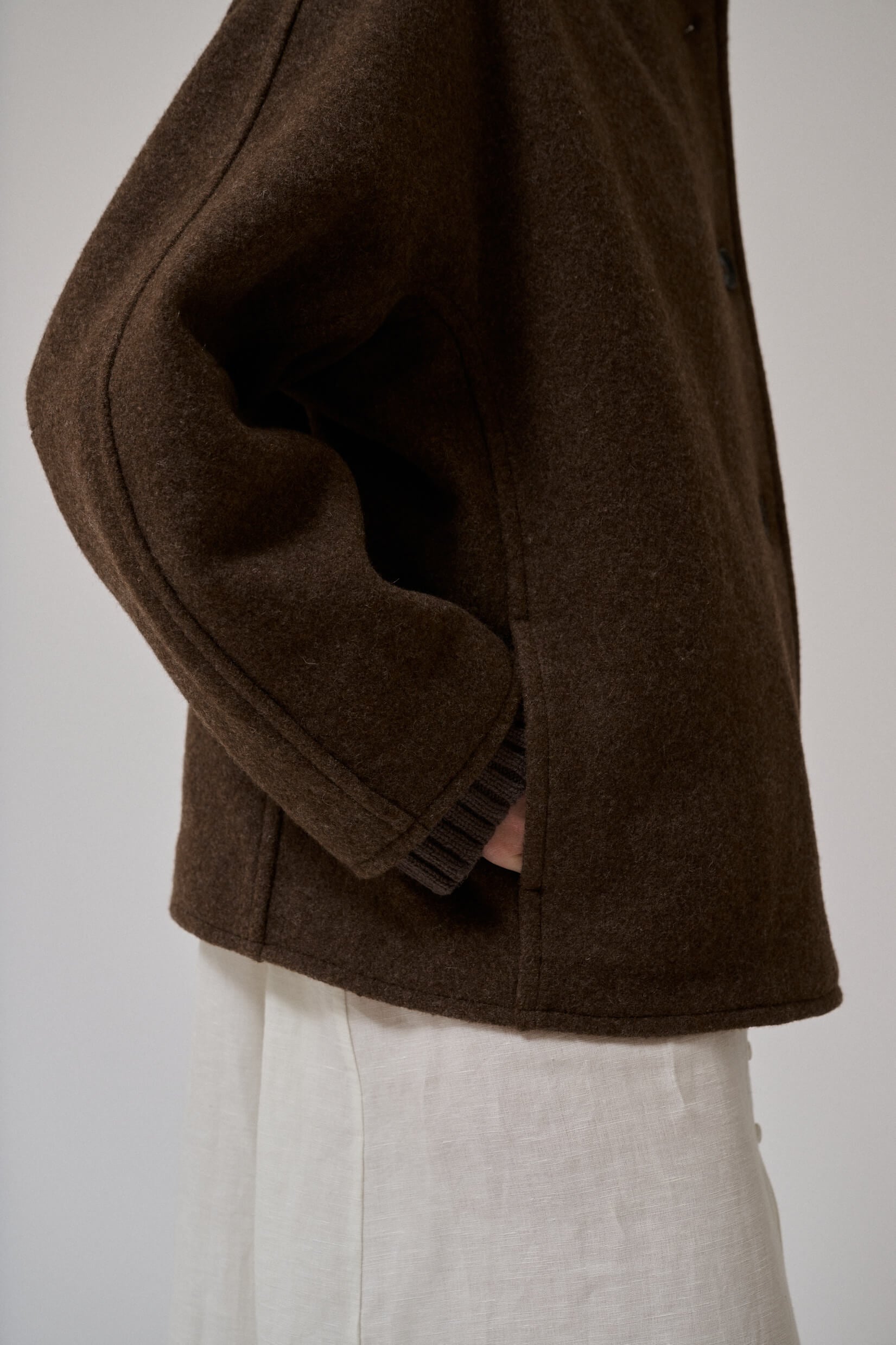 Anne mi - Thyme short wool coat