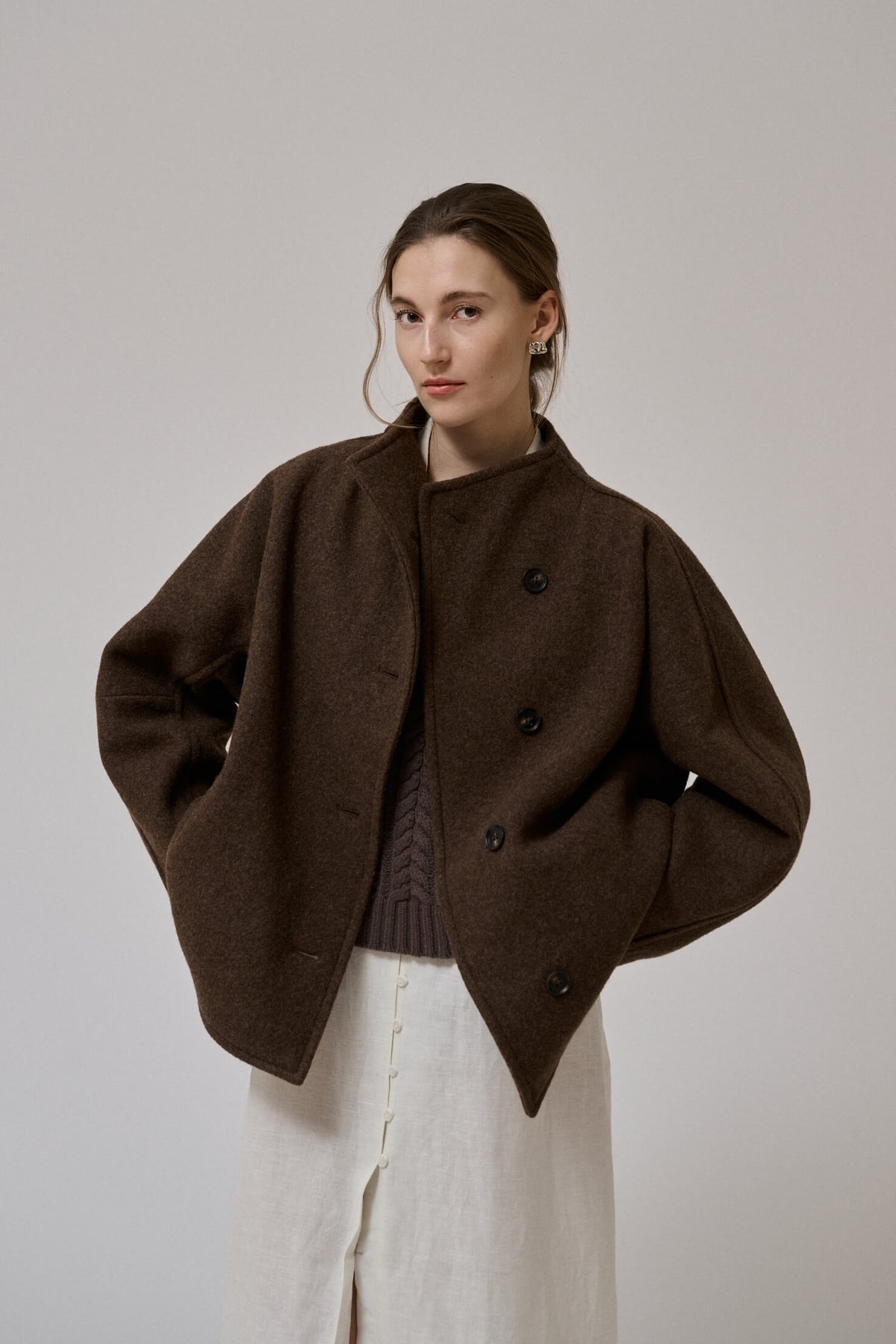 Anne mi - Thyme short wool coat