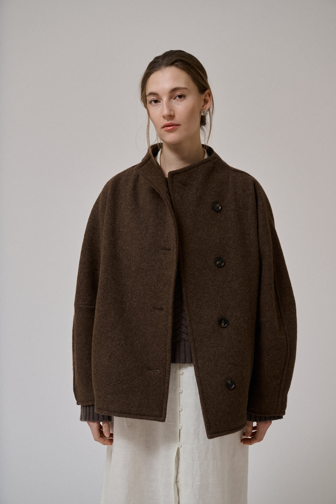 Anne mi - Thyme short wool coat