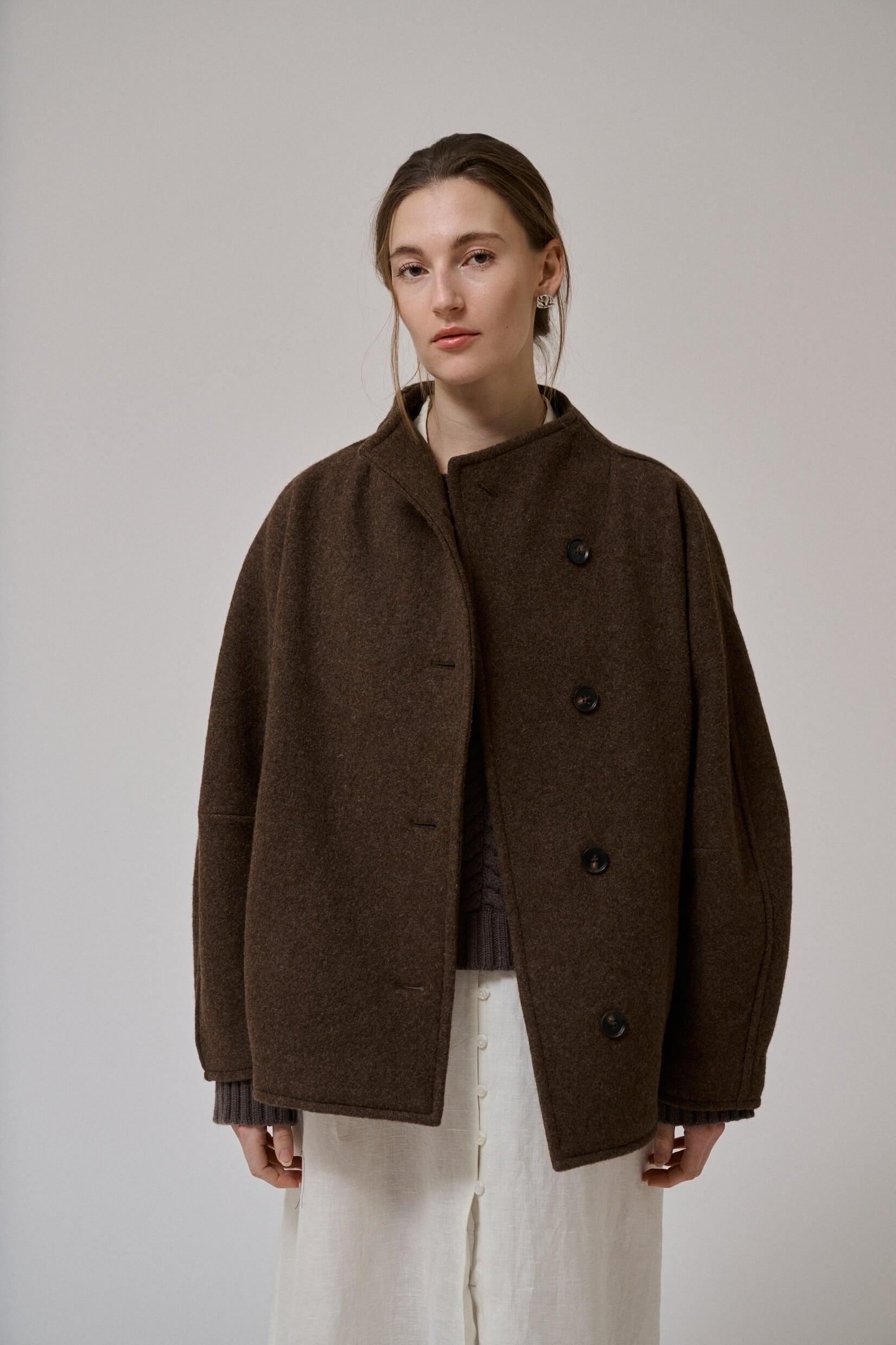 Anne mi - Thyme short wool coat