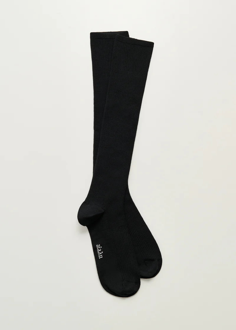Aiayu - Wool knee socks Black