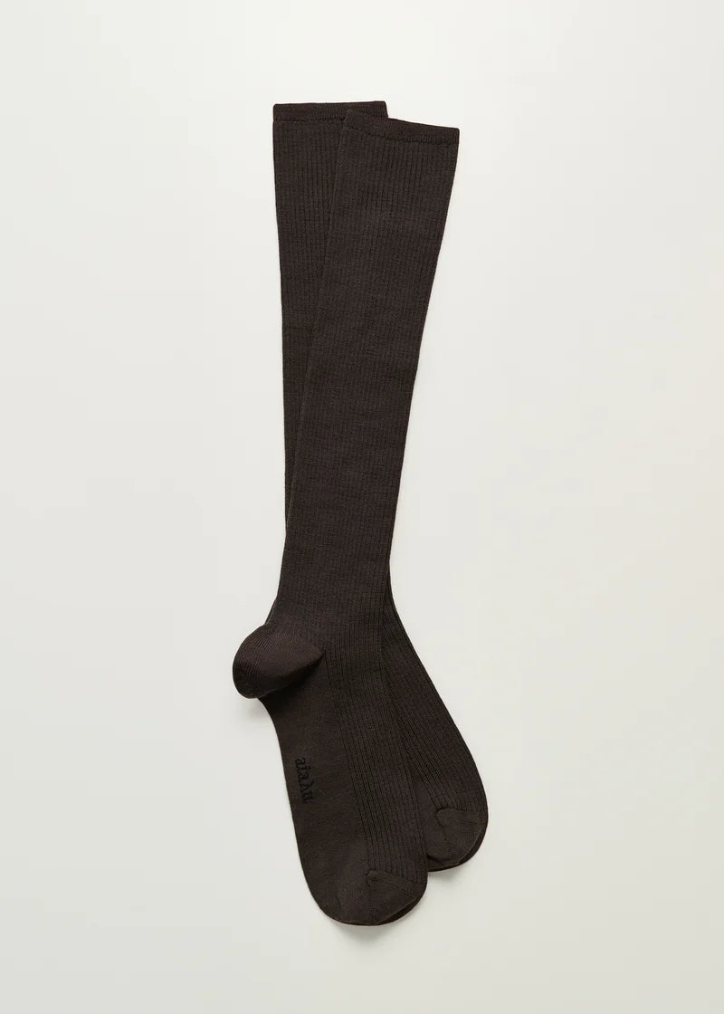 Aiayu - Wool knee socks Brown