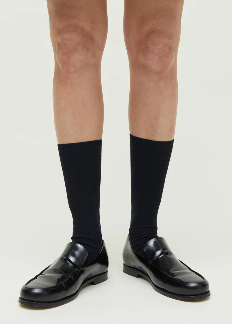 Aiayu - Wool rib socks Black