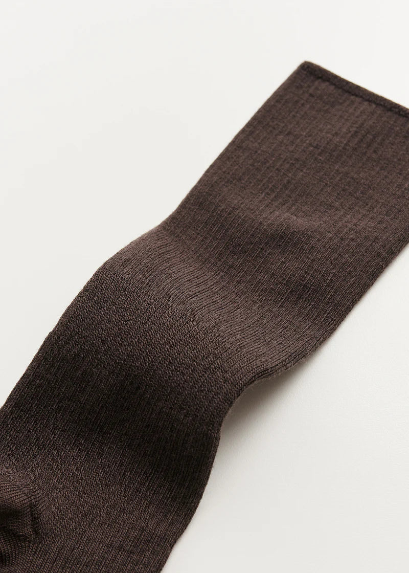 Aiayu - Wool rib socks Brown