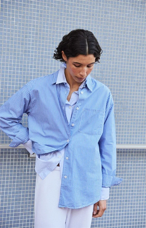 American vintage - Zatybay shirt Aqua stripes