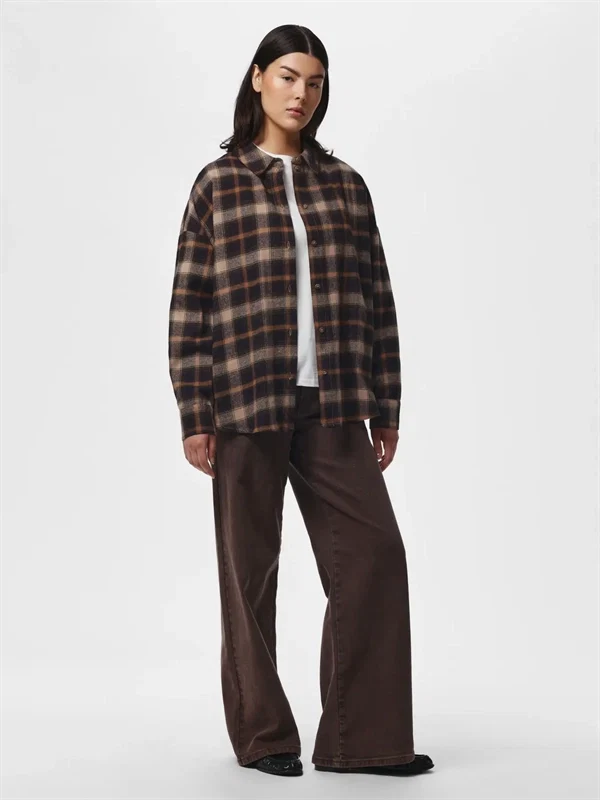 Pieces - PCjane LS shirt Hot fudge birch