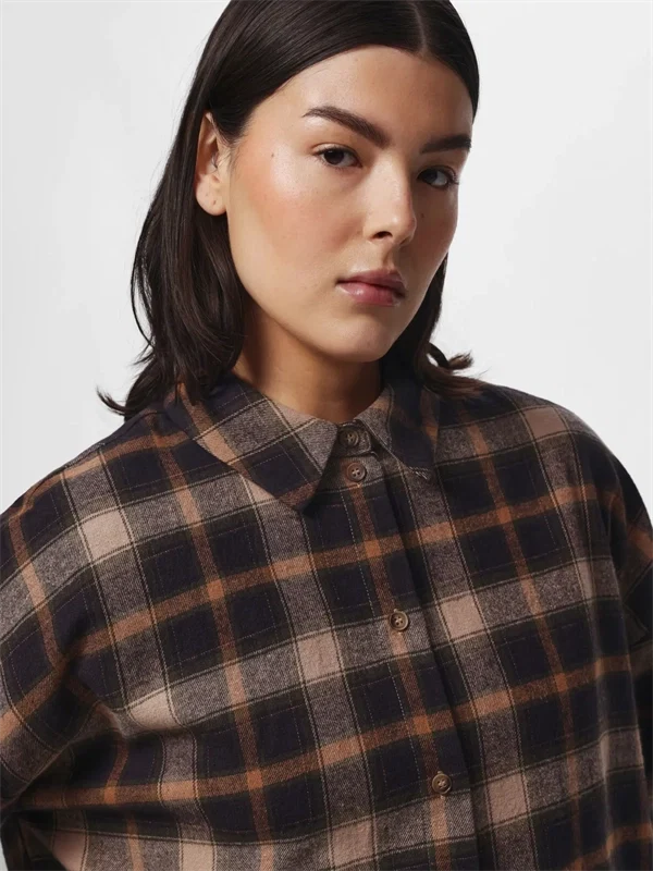 Pieces - PCjane LS shirt Hot fudge birch