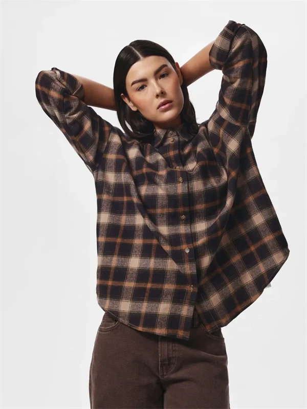 Pieces - PCjane LS shirt Hot fudge birch