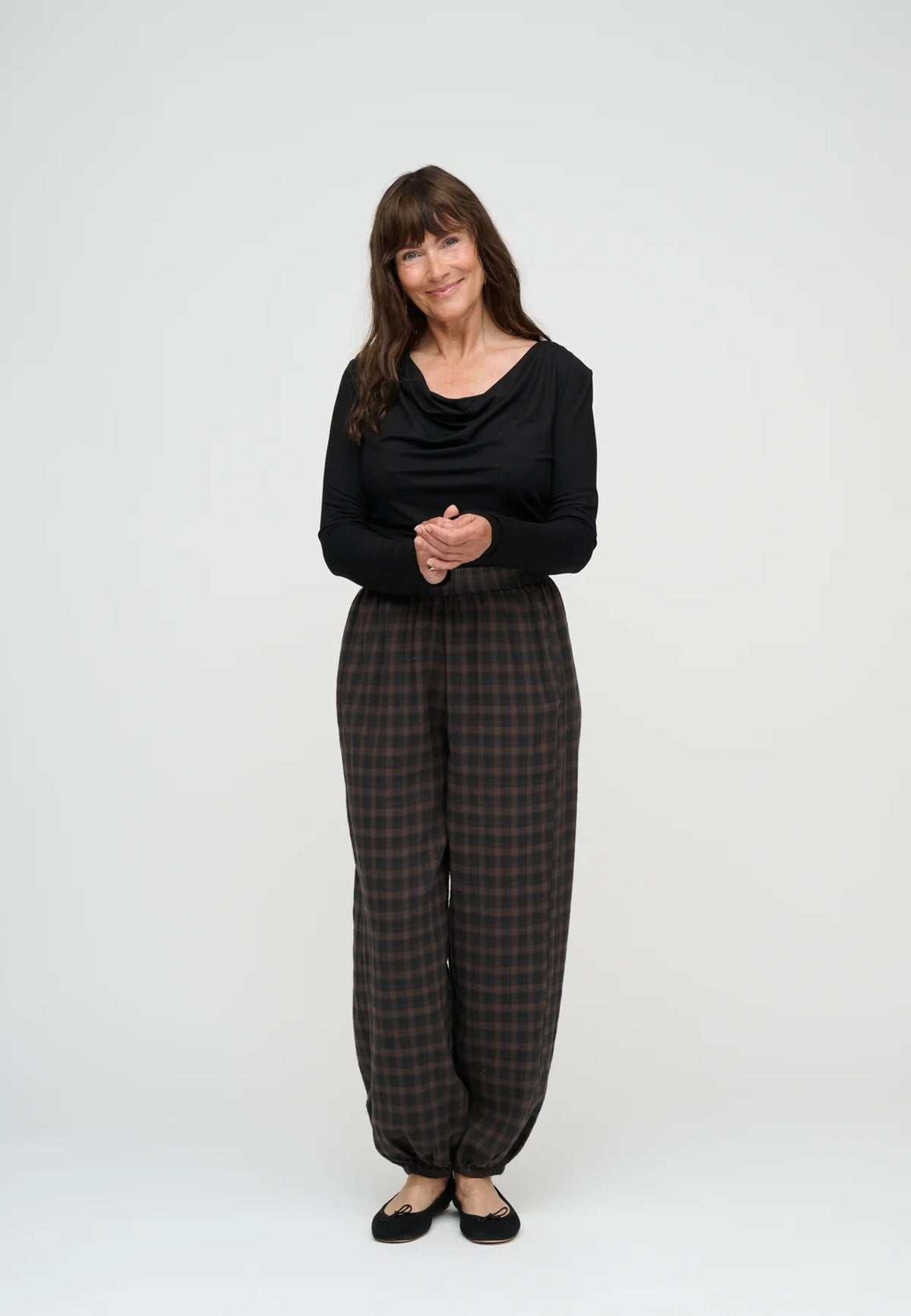 Moshi Moshi Mind - Free pants check Stone moos/moonless night