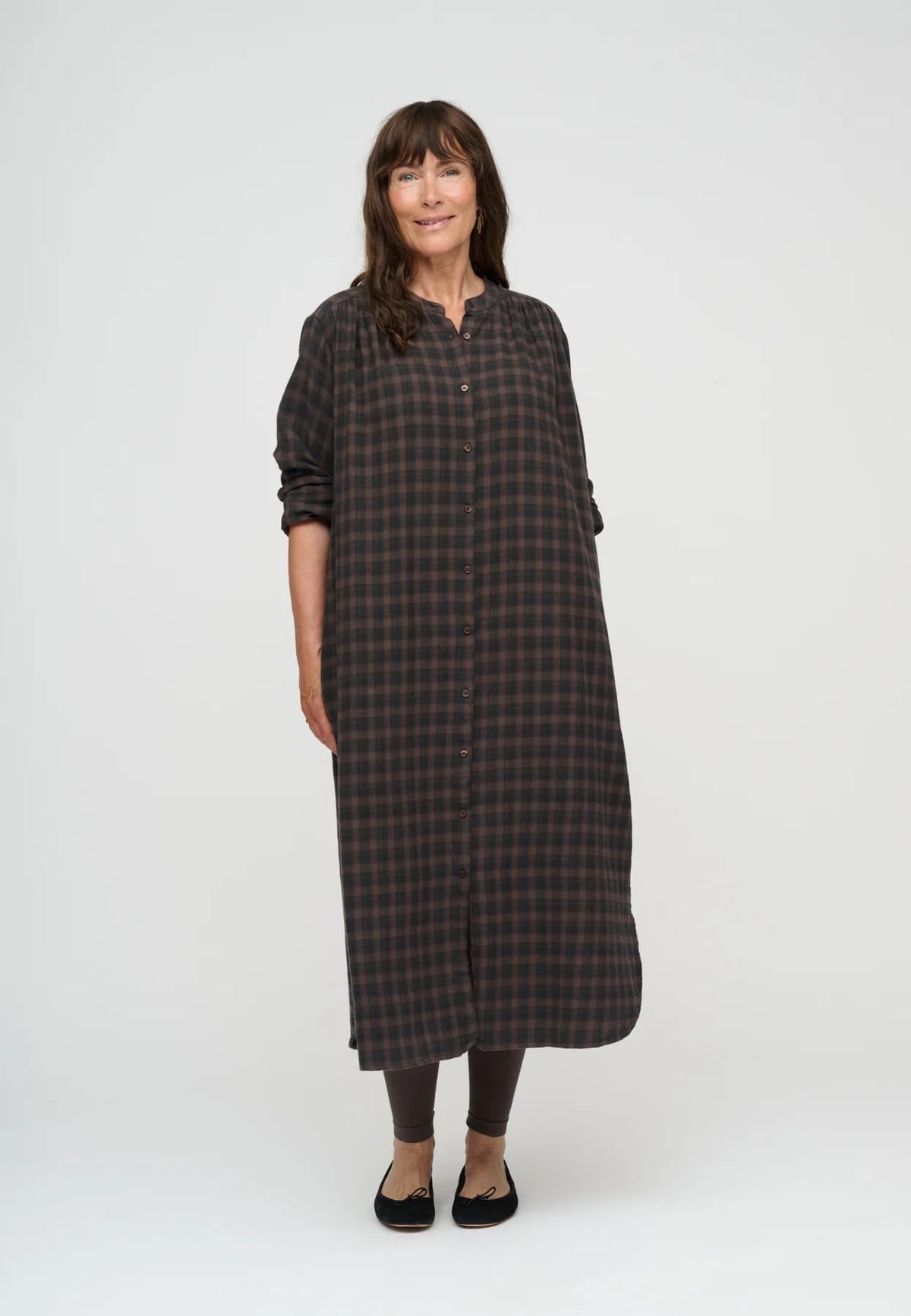 Moshi Moshi Mind - Laurel shirtdress check Stone moss/moonless night