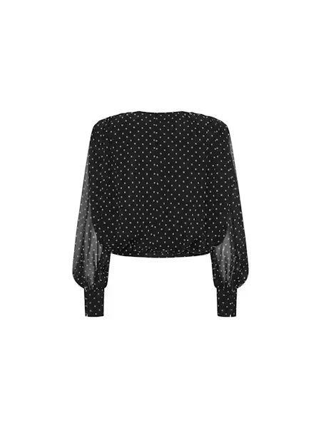 Rotate - Ruched blouse Black comb.