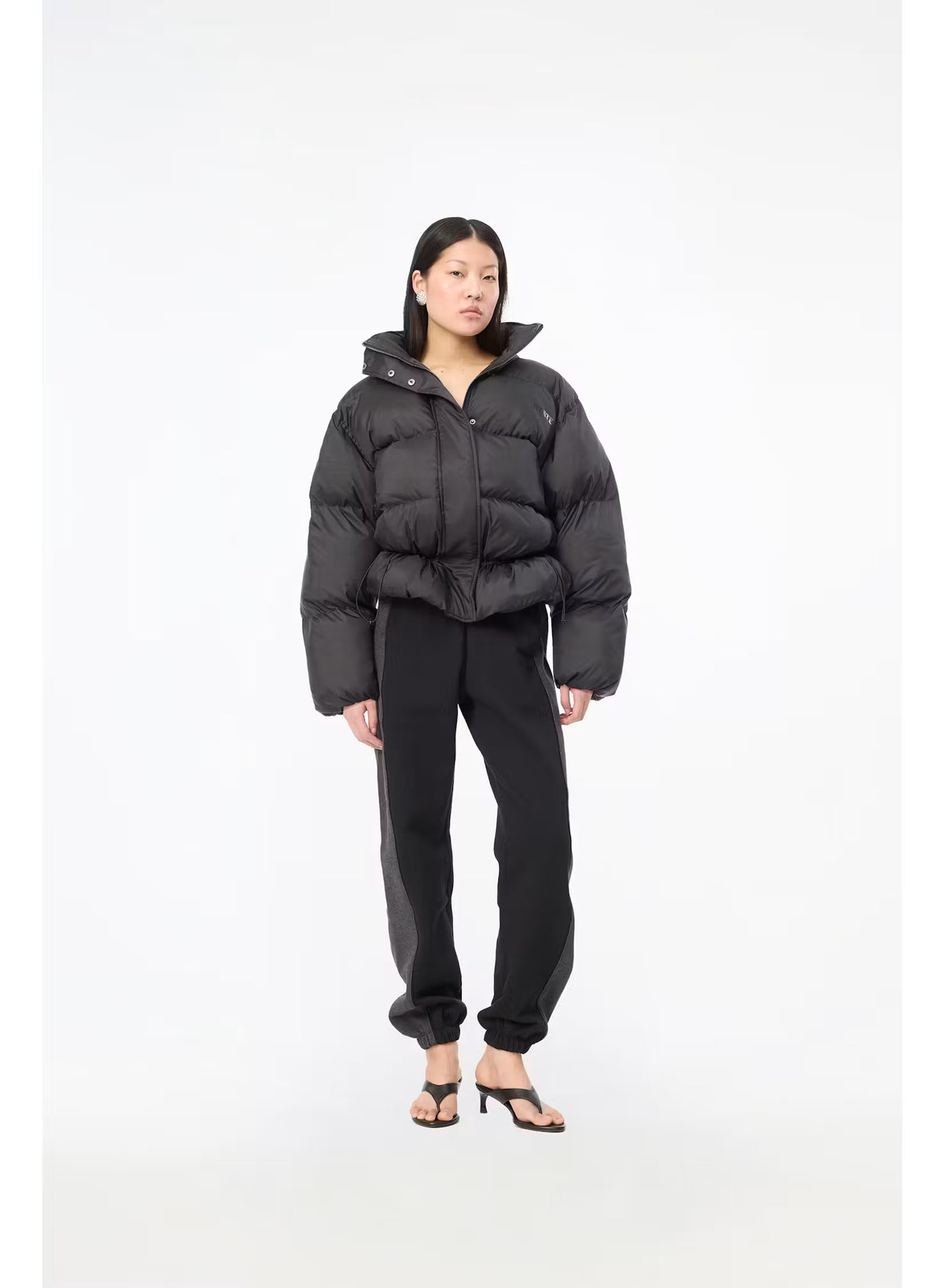 Rotate - Peplum puffer jacket Black