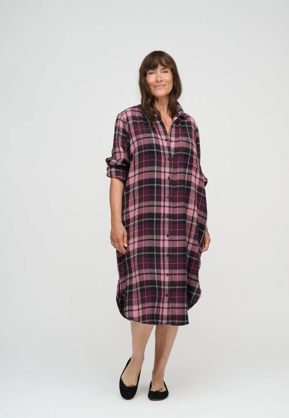 Moshi Moshi Mind - Reason shirt dress Burgundy rose